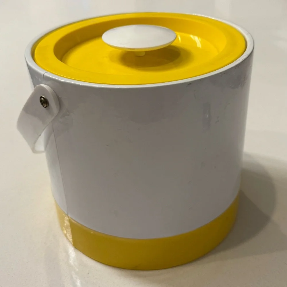 MCM Vintage Ice Bucket‎ Vinyl White Yellow
